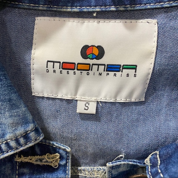 EMBELLISHED SHORT BLUE JEANS DENIM JACKET - Picture 7 of 7